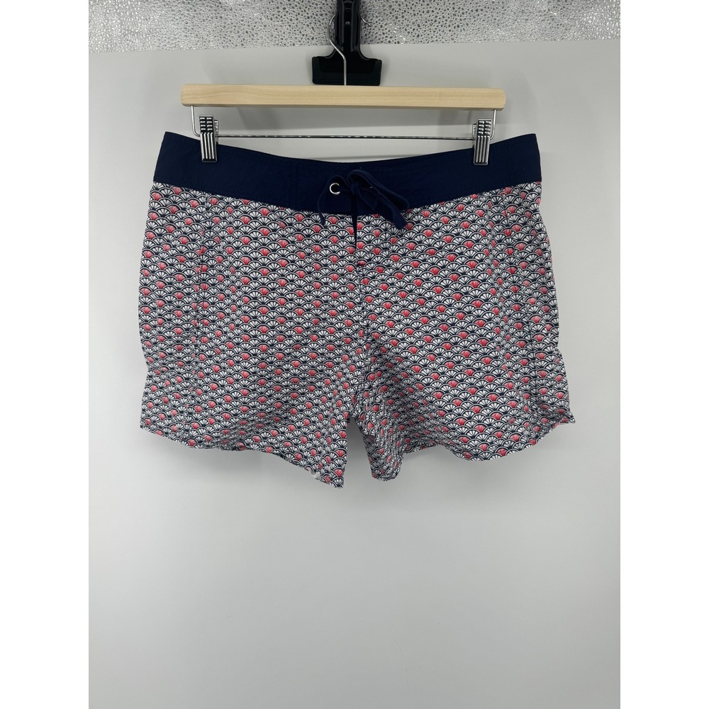 Tommy Bahama Womens Board Shorts Navy Blue Red Fan Print‎ Swim Trunks M
